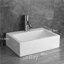 Cloakroom Bathroom Vanity Unit Cabinet Solid Oak 450mm Ceramic Bowl Basin Set