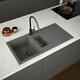 Comite Granite 1.5 Bowl Kitchen Sink Grey With Reversible Drainer-Undermount