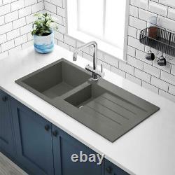 Comite Granite 1.5 Bowl Kitchen Sink Grey With Reversible Drainer-Undermount