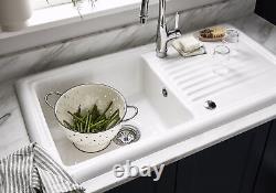 Cooke & Lewis Burbank Gloss White Ceramic 1 Bowl Sink & drainer