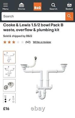 Cooke & Lewis Burbank White Ceramic 1.5 Bowl Sink & drainer B