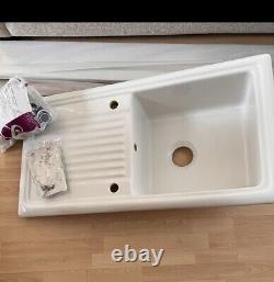 Cooke & Lewis Burbank White Ceramic 1 Bowl Sink & Drainer