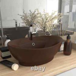 Counter Top Basin Oval Coloured Ceramic Bathroom Sink Wash Bowl Overflow