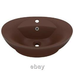 Counter Top Basin Oval Coloured Ceramic Bathroom Sink Wash Bowl Overflow