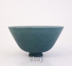 Dark Turquoise Ceramic Bowl Gunnar Nylund Rörstrand Mid 20th Century