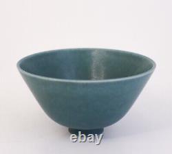 Dark Turquoise Ceramic Bowl Gunnar Nylund Rörstrand Mid 20th Century