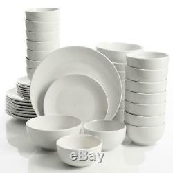 Dinnerware Set 40 Piece White Classic Round Fine Ceramic Service for 8 Microwave