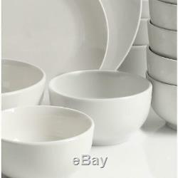 Dinnerware Set 40 Piece White Classic Round Fine Ceramic Service for 8 Microwave