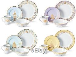 Disney Themed 16 Piece Ceramic Dinnerware Set Plates Bowls Mugs