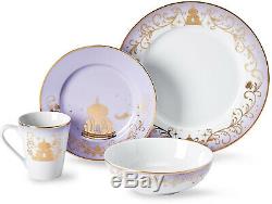 Disney Themed Dinnerware Set Ceramic Plates Bowls Mugs Collectible 16-Piece New