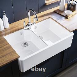 Double Bowl White Ceramic Kitchen Sink Taylor & Moore Ada BUN/ADA2B800/85405