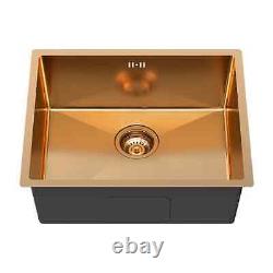 Elite Undermounted Sink 540x440x205 Brushed Brass Single Bowl Inset