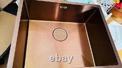 Elite Undermounted Sink 540x440x205 Brushed Copper Single Bowl Inset 1