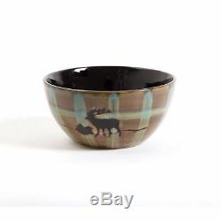 Elk Dinnerware Plates Mugs Bowls Rustic Cabin Ceramic Moose 16 Pc Dish Stoneware