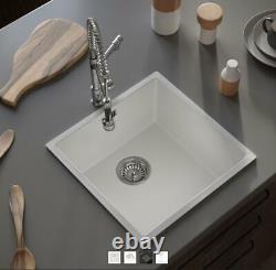 Ellsi 1.0 Bowl Inset or Undermount Gloss White Comite Kitchen Sink 440mm
