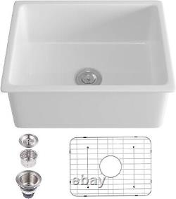 Eridanus Oslo 24 in Undermount Single Bowl White Ceramic Kitchen Sink ERI-DS-162