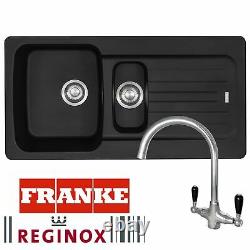 Franke Aveta 1.5 Bowl Black Tectonite Kitchen Sink & Reginox Brooklyn Mixer Tap