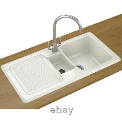Franke By V&B 1.5 Bowl Gloss White Ceramic Kitchen Sink & Waste VBK651 LHD