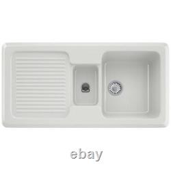 Franke By V&B 1.5 Bowl Gloss White Ceramic Kitchen Sink & Waste VBK651 LHD