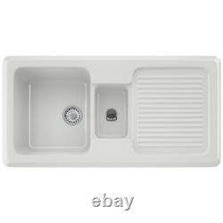 Franke By V&B 1.5 Bowl Gloss White Ceramic Kitchen Sink & Waste VBK651 RHD
