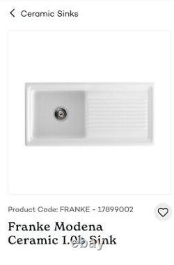 Franke Ceramic Sink 1 Bowl 1010mm X 530mm