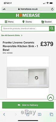 Franke Livorno 1 Bowl Reversible Ceramic Sink RRP £379