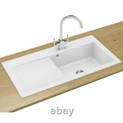 Franke MTK611LW Mythos Single Bowl Ceramic Sink in White with Left Hand Drainer