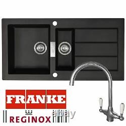 Franke SID651BL Sirius 1.5 Bowl Black Kitchen Sink And Reginox Elbe Chrome Tap