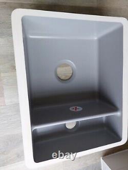 Franke kubus 1.5 Bowl Ceramic Sink Matt Pearl Grey. Undermounted Belfast Style