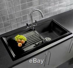 GRADE A Reginox RL404CB 1.0 Bowl Reversible Inset Ceramic Sink Black