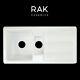 Genuine RAK 1.5 Bowl White Ceramic Kitchen Sink & Reversible Drainer GOSINK1V2