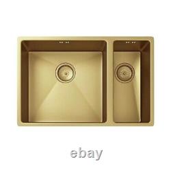 Gold 1.5 Bowl Inset/Undermounted Stainless Steel Kitchen Sink & Waste