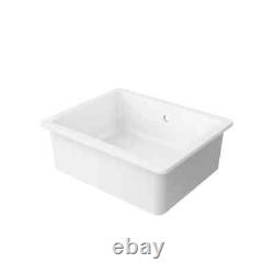 GoodHome Hyssop Gloss White Ceramic 1 Bowl Kitchen sink (W)460mm x (L)565mm 8441