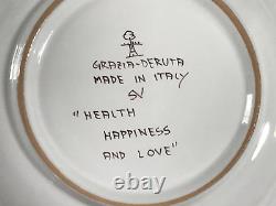 Grazia Deruta Italy Pasta Soup Bowls HEALTH HAPPINESS & LOVE 6 Plates