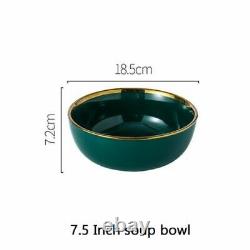 Green Ceramic Dinner Set Gold Inlay Plate Steak Plates Nordic Style Bowl Bowls