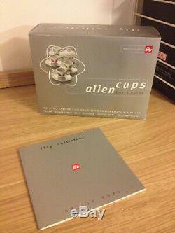 Illy Espresso Collection Alien Cups by David Byrne 4 Mocha Cups +Sugar Bowl 2001