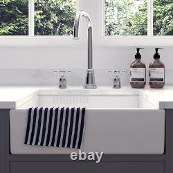 Intermediate Gloss White 500x400x145 Ceramic Belfast Butler Kitchen Sink & Waste