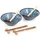 Japanese Ceramic Ramen Noodle Soup Bowl Set with Chopsticks & Spoons Seikaiha