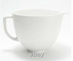 KitchenAid Hobnail White Ceramic Bowl 5-Quart in Factory Box