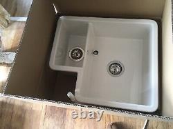 Kitchen Sink 1.5 Bowl White Ceramic Undermount Waste 520x 600