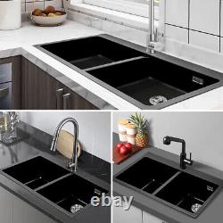 Kitchen Sink 2.0 Bowl 830x490mm Undermount Inset Basin Waste Kit Quartz Ceramic