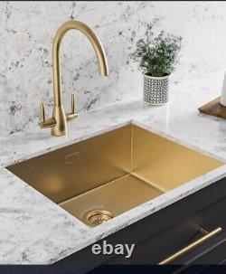 Kitchen Sink Bowl Inset/Undermount Brushed Brass Stainless Steel 58x48x24