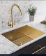 Kitchen Sink Bowl Inset/Undermount Brushed Brass Stainless Steel 58x48x24