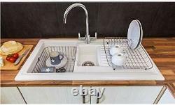 Kitchen Sink Essentials Ceramic Sink ESSCER102 1.5 Reversible Drainer White