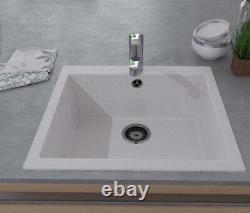 Kitchen Sink Square White Finish Single Bowl Undermount