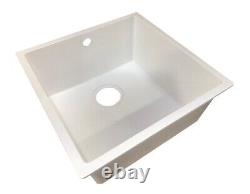 Kitchen Sink Square White Finish Single Bowl Undermount