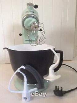 Kitchenaid Mixer In Pistachio & Bespoke Black Ceramic Bowl Unusual & Stunning