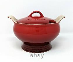 LE CREUSET (6 piece) Cerise Red Soup Set Tureen with Lid + 4 Bowls, NEW in Box