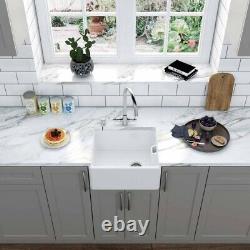 LSC Belfast 445 Compact 1.0 Bowl Fireclay Ceramic Kitchen Sink & Chrome Waste