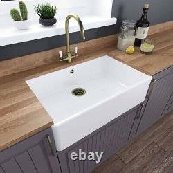 LSC Butler 795 1.0 Bowl Fireclay Ceramic Kitchen Sink & Bronze Waste